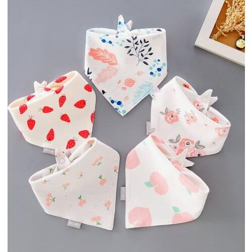 5Pcs/Lot Cotton Baby Bibs Triangle Double Cartoon Bibs Cartoon Print Saliva Towel Baby Boys Girls Feeding Apron Bandana Bibs