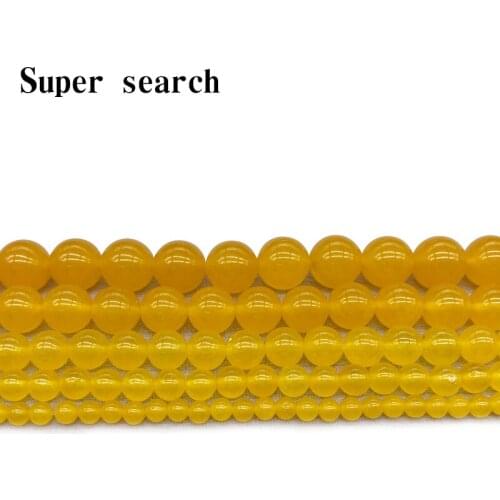 Natural Stone Yellow Chalcedony Jades Round Loose Beads 4 6 8 10 12MM Fit DIY Bracelet&Necklace Jewelry Making Part