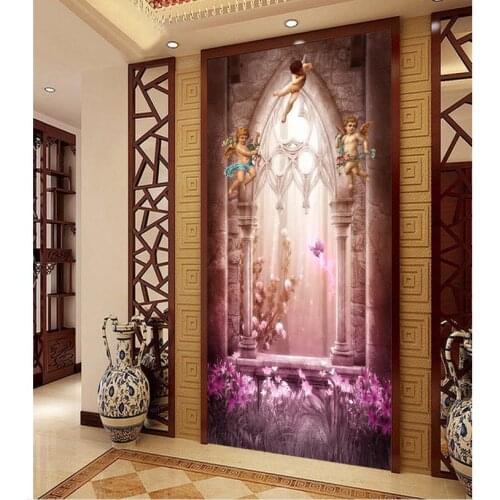 Wallpaper for 3d European romantic 3d angel entrance porch backdrop room modern wallpaper Home Decoration