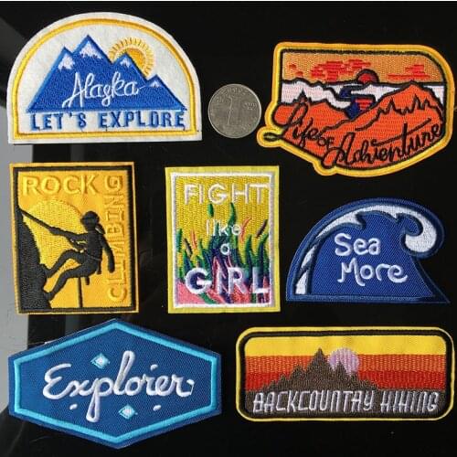 Rock Climbing Iron on Patches Embroidered Appliques Thermo Stickers DIY Sewing Supplies Sports Embroidery Adventure Badges Patch