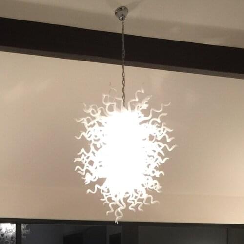 Handmade Pendant Lamps New Design Modern Blow Glass Twist Chandelier Lighting White Color 32 Inches Long
