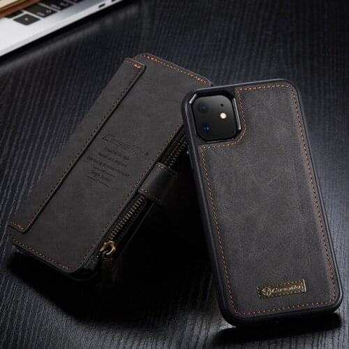 CaseMe Luxury Genuine Leather Flip Case for IPhone X XS XR 7 8 Plus Cover Removable Magnetic Phone Case for IPhone 11 12 Pro Max