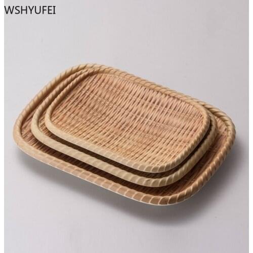 1pcs melamine rattan weave plate fruit dinner plate western food pastry tray candy storage box snack dish kitchen supplies