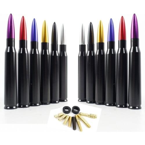 Universal Car Roof Bullet Antenna Heavy Gauge Machined Easy Installation Black SIlver Red Purple Gold Aluminum