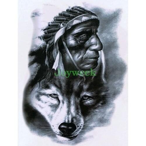 Waterproof Temporary Tattoo Sticker large tribe hunter and wolf tatto stickers flash tatoo fake tattoos for women men