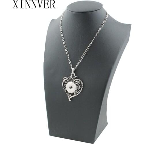 Xinnver Snap Buttons Jewelry Pendant Necklace With Charm Chain Necklace Fit 18/20mm Snaps Necklace Jewelry Women ZG011