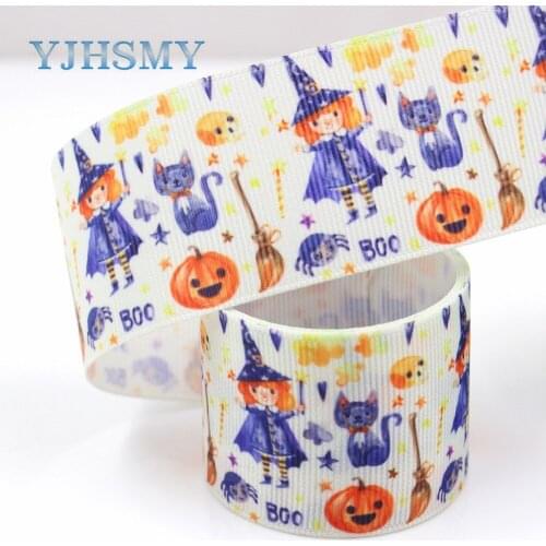 YJHSMY G-18925-1167,10 yards,38 mm Halloween pumpkin Ribbons Thermal transfer Printed grosgrain,Holiday decoration DIY materials
