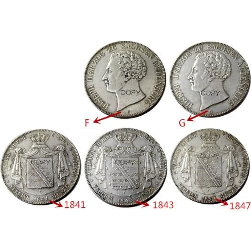 GERMAN STATES. Saxe-Altenburg. Joseph. A Set Of(1841 1843 1847)FG 6PCS AR 2 Thaler Silver Plated Copy Coin