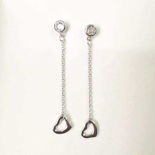 Sterling Silver 925 Classic Silver Rose Gold Gold Heart Stud Earrings for Women