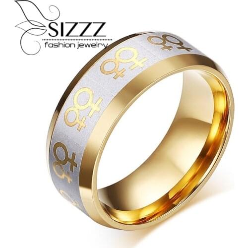 SIZZZ Rings For Women Lesbian Wedding Ring Stainless Steel Female Jewelry