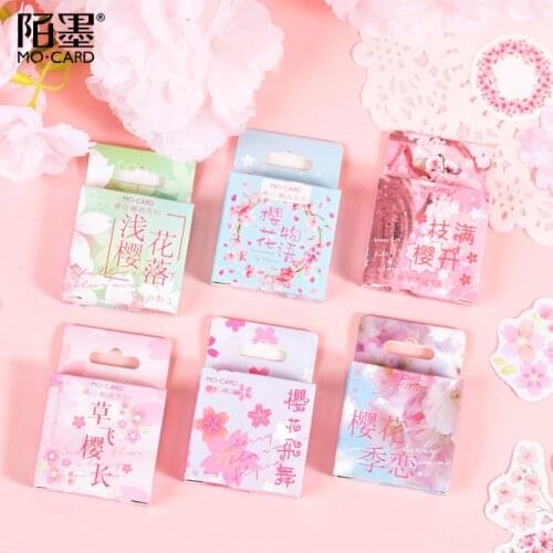 1 Box Cute Stickers Scrapbooking Diary Journal Decorative Paper Sakura Stationery Stickers Diy Sealing Flower Stickers