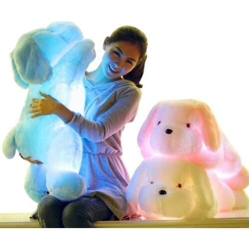 1pc 35-50cm Creative Light Up LED Teddy Dog Stuffed Animals Luminous Plush Toy Colorful Glowing Pillows Christmas Kids Gifts
