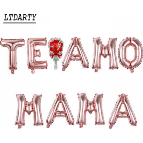 16inch rose gold golden silver foil letter TE AMO MAMA balloon birthday decoration balloon adult Spanish mothers day decoration