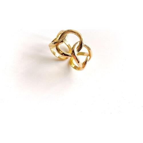 2020 Trendy 925 Sterling Silver Wide Chain Rings Gold Openwork Minimalist Rings for Women Ins Style Elegant Jewelry