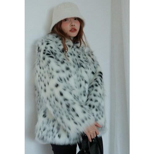 2020 New Womens Leopard Faux Fur Coat Winter Thick Warm Outwear h88