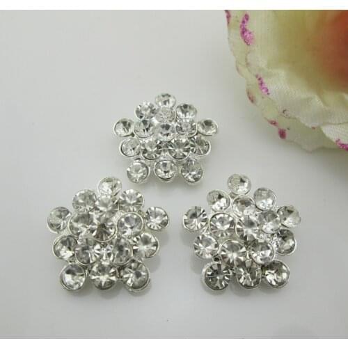 BT44 25mm)20pcs Clear Rhinestone Crystal Button With Shank For Flower Wedding Invitation Scrapbooking