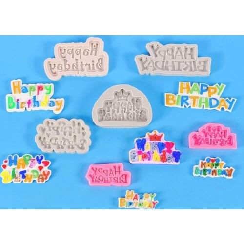 6 Kinds of Cartoon English Letters Happy Birthday Silicone Molds Creative Happy Birthday Letters Card Cake Decoration Accessorie