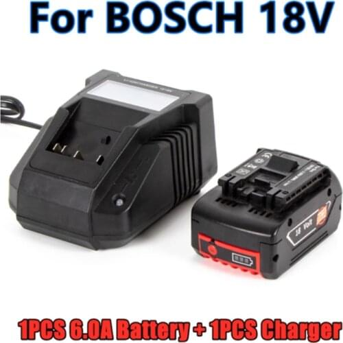 18V 6.0Ah Rechargeable Li-ion Battery For Bosch 18V Power Tool Backup 6000mah Portable Replacement BAT609 + Display 3A Charger