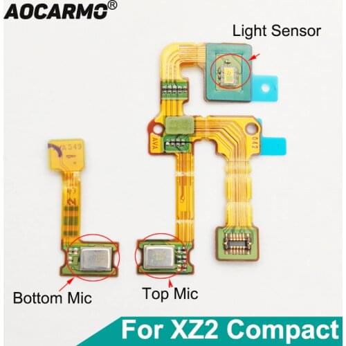 Aocarmo For SONY Xperia XZ2 Compact H8314 H8324 SO-05 Light Proximity Sensor XZ2C Mini Top Bottom Mic Microphone Flex Cable