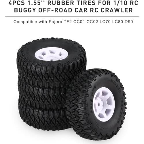 AUSTAR AX-2020WH 4PCS RC Tires 95*35mm Beadlock Wheel Rim Rubber Tyre for 1/10 RC Buggy Off-Road Car RC Crawler
