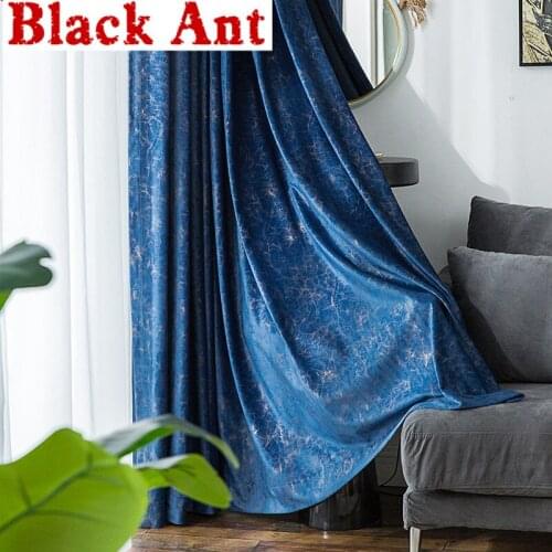 Velvet Curtain Fabric Vintage Plain Blackout For Living Room Purple Drape Hotel Blue Blinds Home Decoration X574#30