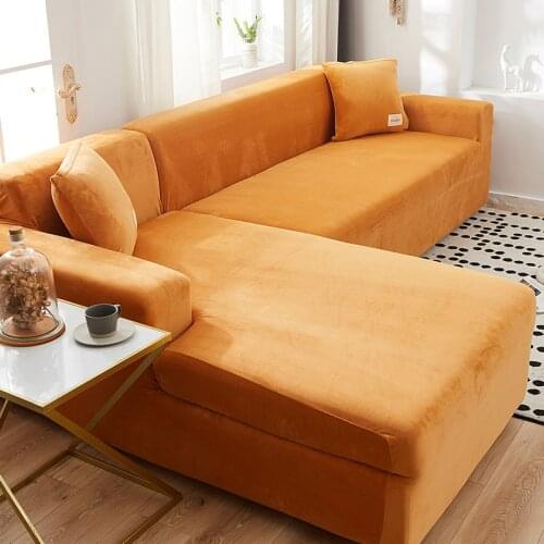 Velvet Elastic Sofa Cover Stretch Sectional Corner Couch Cover Universal Cover For Living Room L Shaped need 2 pcs