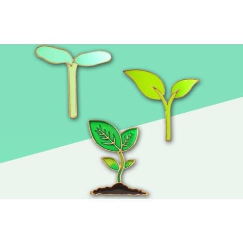 3 Style Personalized Natural Green Plant Seedlings Leaf Buds Bean Sprouts Soil Minimal Enamel Pins Jeans Badge For Kids Friends