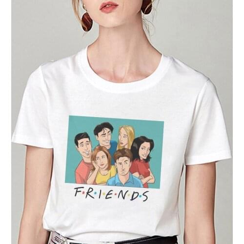 Funny Friends Tv Show T-shirt Women Ulzzang O-neck White Tops Harajuku Casual Vintage Printing S M L XL XXL Size Female Clothes