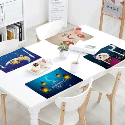 Hot Sale Ramadan Gifts Table Mats Kitchen Decorating Pads Moon Tea Towels Cartoon Girl Napkins Place Mats Napkins Napkin Mats