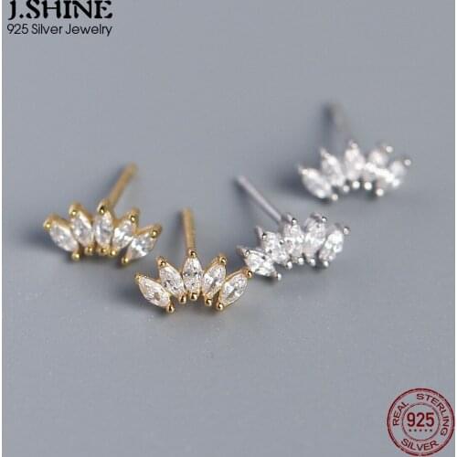 JShine Luxury S925 Sterling Silver Earrings INS Horse Eye Cubic Zirconia Stud Earrings Fan-Shaped Fine Wedding Earrings Jewelry