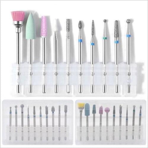 10Pcs/box Nail Cone Tip Ceramic Drill Bits Electric Cuticle Clean Rotary For Manicure Pedicure Grinding Head Sander Tool
