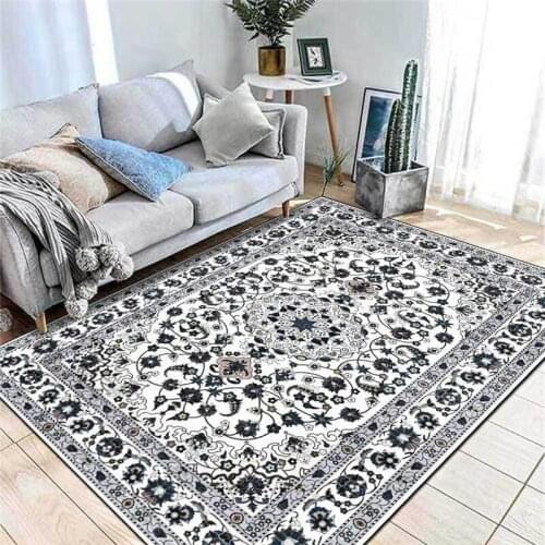 Black and White Gray Classic Rugs Persian-Style Ethnic-Style Carpet Living Room Bedroom Bed Blanket Kitchen Floor Mat