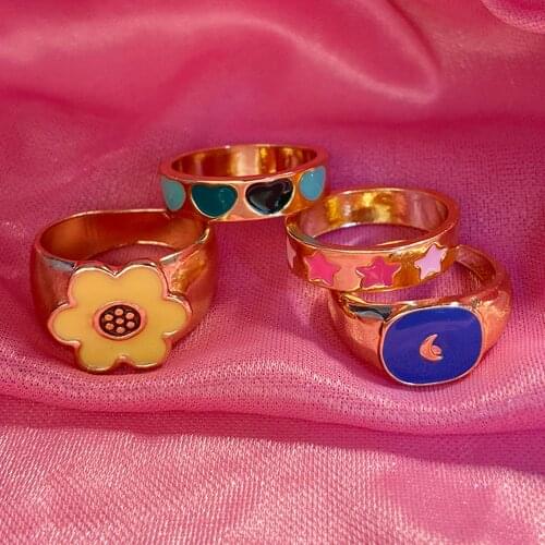 Fashion Handmade Transparent Resin Ring Fire Dandelion Scenery Inside Epoxy Resin Rings for Women Finger Punk Jewelry