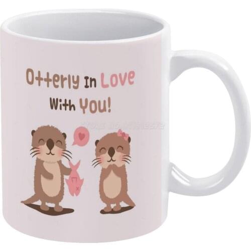 Cute Otterly in Love with You Pun Humor White Mug To Friends and Family Creative Gift 11 Oz Mug Coffee Ceramic Mug Otter Utterly