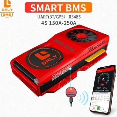 Daly BMS 18650 lithium battery Pack lifepo4 bms 4S 12V 250A with fan common port with balance for solar