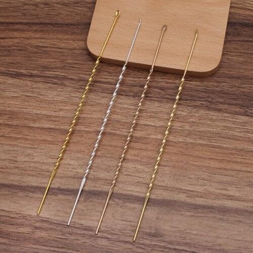 10 Pieces Metal Copper Hair Stick For Women 165mm Spiral Hairpin DIY Hair Accessories Making