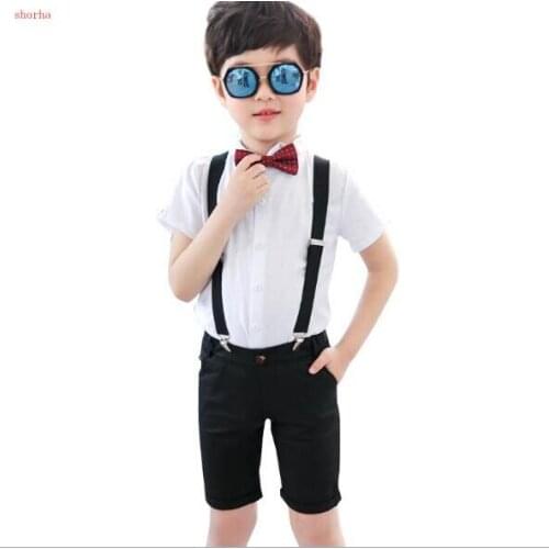 Fashion Summer childrens suit 2Pcs Kids boys Strip White Black Formal Wedding Dress Suits Casual Wear Jacket Sets Slim Outfit