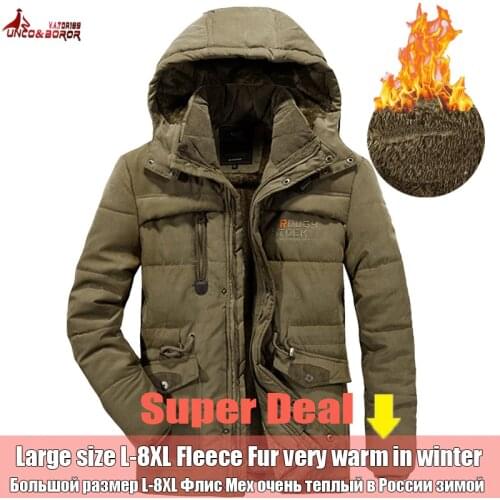 Winter Jacket Men 6XL 7XL 8XL Thick Warm Parka Coat Casual Fleece Fur Hooded windbreaker Military Jackets Man outwear clothes