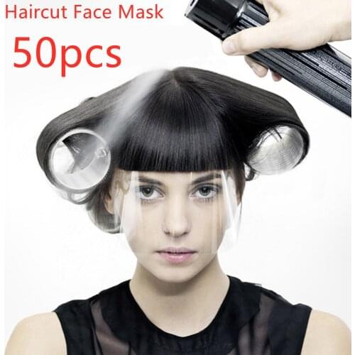 50 pcs Hairdressing Haircut Face Mask Cover Hair Face Cover Pro salon hair Styling Care Tools transparent baffle block