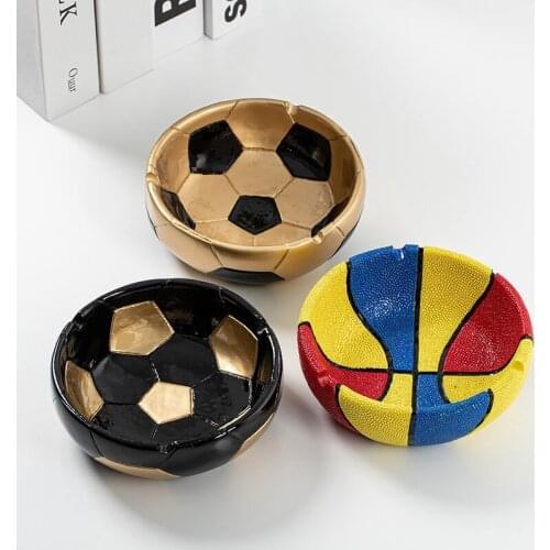 Resin Basketball Football Ashtray Wind Creative Soccer Pattern Individualized Popular Home Office Decoration Soccer Lover Gifts