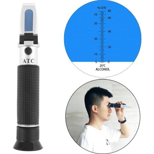 Portable Hand Held 0-80% ATC Adjustable Alcohol Refractometer Tool with Pipette Support Manual Focusing Convenient Tools