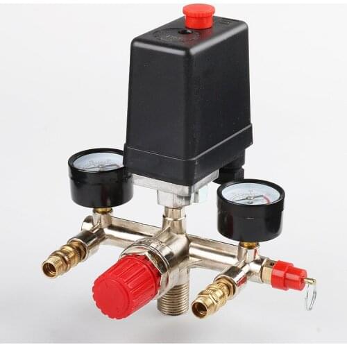 Air Compressor Pressure Pump Switch Control Manifold Relief Regulator 90-120psi Pressure Gauge Control Valve