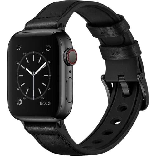 Watchband Leather Silicone Metal Buckle Belt Watch Strap for Apple Watch SE Series 6 5 4 3 2 Band 44mm 40mm 42mm 38mm Wristband