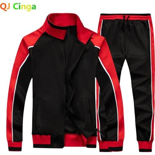 Men Sportswear Casual Spring Tracksuit Men Two Pieces Sets Stand Collar Jackets Sweatshirt Pants Joggers Track Suit Running 2xl