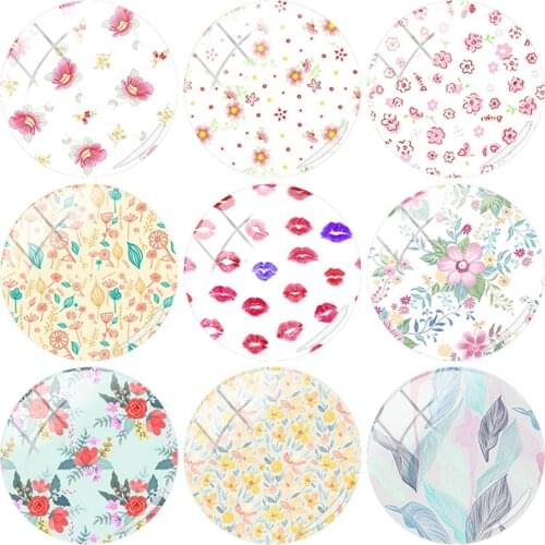 TAFREE Densely Flowered Photo 12mm/15mm/16mm/18mm/20mm/25 mm Glass Cabochon Dome Flat Back DIY Jewelry Findings Making FL235