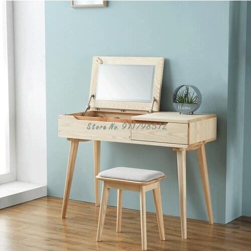 Solid wood makeup stool dressing stool Solid wood bedroom stool Ash wood small apartment bedroom creative soft package small sto