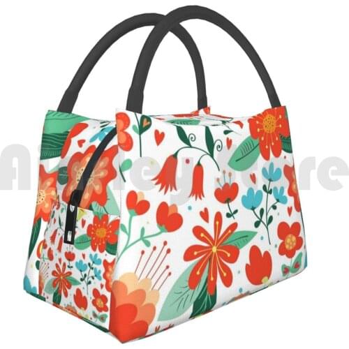 Cooler Lunch Bag Picnic Bag Cute Flowers For Valentines Day Abstract Background Beautiful Bell Bell Flower