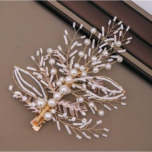 1pcs Handmade Alloy Hair Grip Elegant Gold Color Leaf Hair Clip Hair Pin for Women Bride Wedding Hair Jewelry Accessories XH