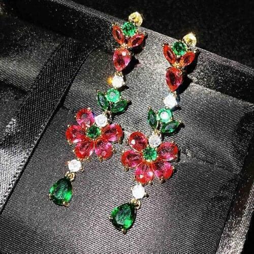 DIWENFU 925 Silver Sterling Ruby Gemstone Jewelry Drop Earring for Women Classic Aros Mujer Oreja Orecchini Drop Earring Females