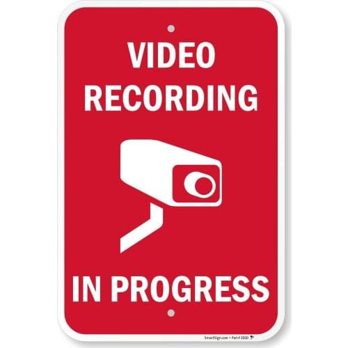 SmartSign "Video Recording in Progress" Sign | 12" x 8" Aluminum